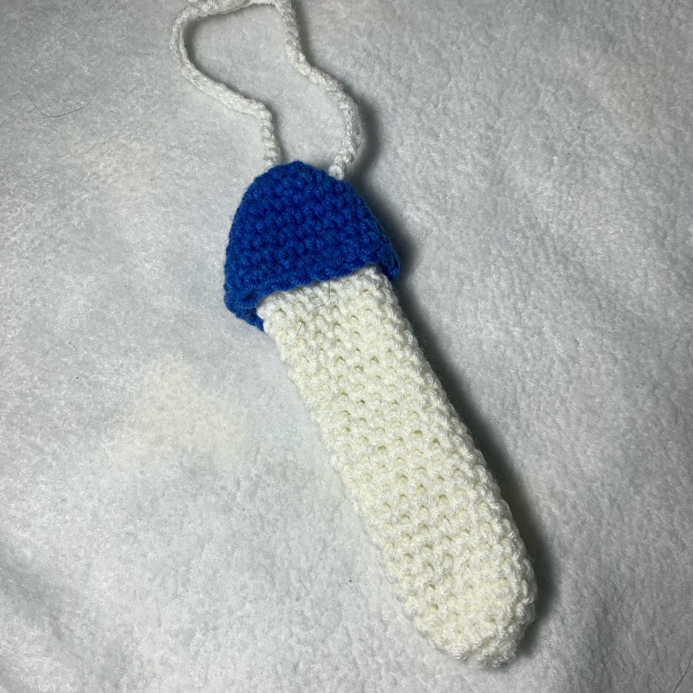 Crocheted Blue Mushroom Lip Gloss Case